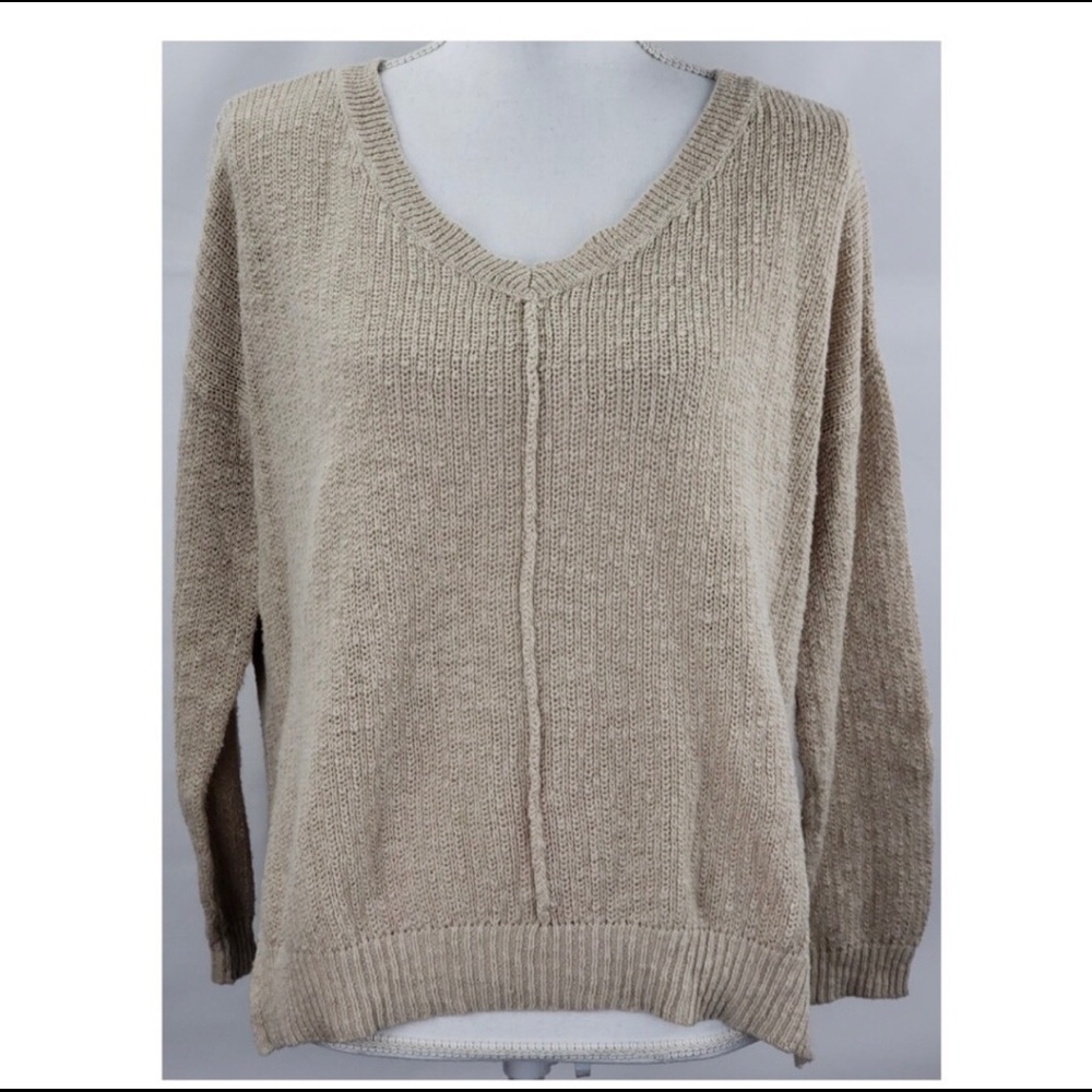 Cream Lightweight Boucle V-Neck Sweater
